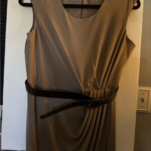 Calvin Klein Tan Midi Dress with Belt